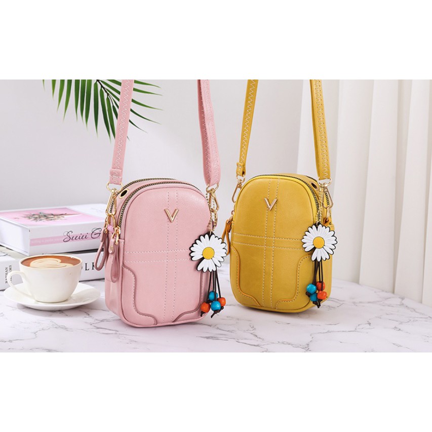 JK 742 U4182 1KG MUAT 5PCS TAS SELEMPANG MINI FASHION IMPORT SLINGPHONE DOMPET HP SLING BAG DAISY