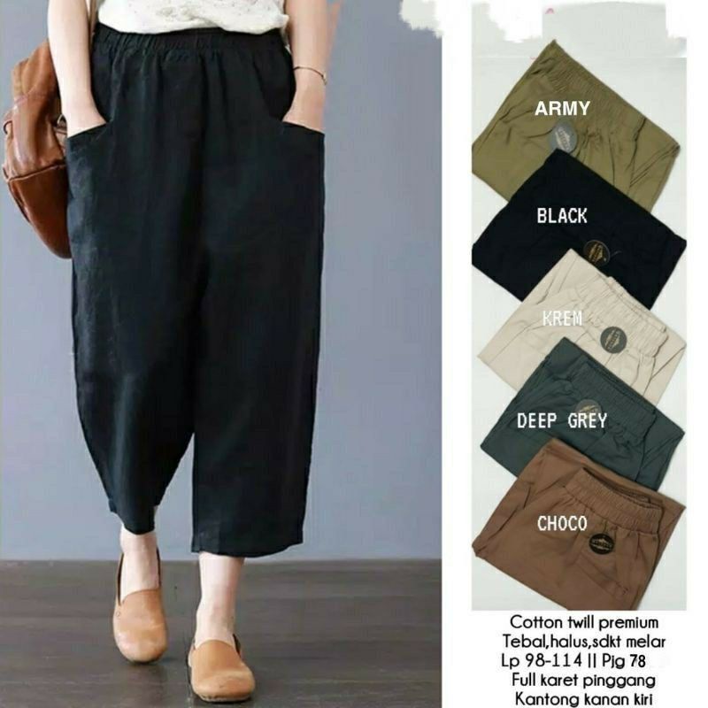 Celana baggy unica pants twill premium wanita korean jumbo XL - 5L (TEBAL DAN MELAR)