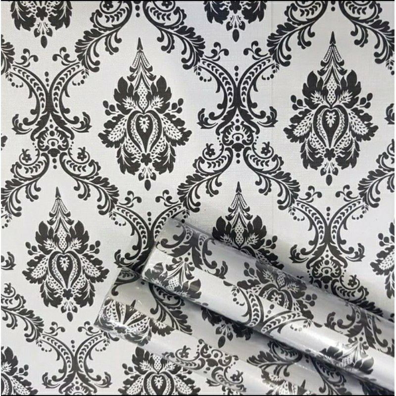 Wallpaper Dinding Motif Batik Hitam Ukir 9sd10mx45cm