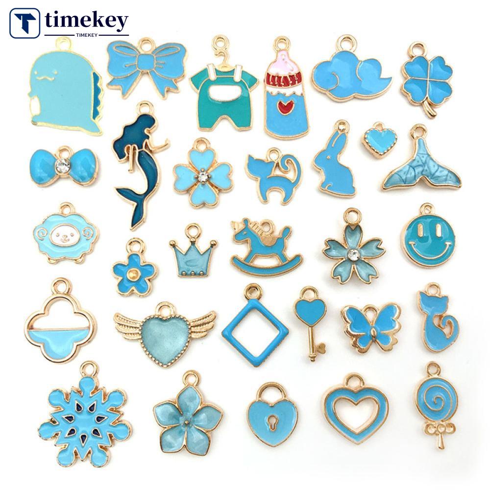 Timekey 30pcs Liontin Bahan Metal Alloy Enamel Untuk Membuat Perhiasan Kalunggelanganting J4P3