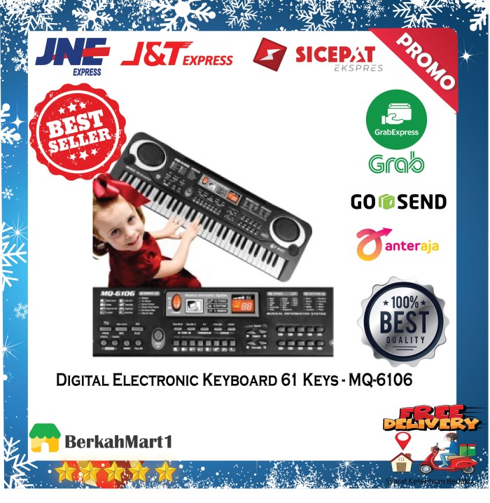 Mainan Piano Anak Digital Electronic Keyboard 61 Keys - MQ-6106 Murah