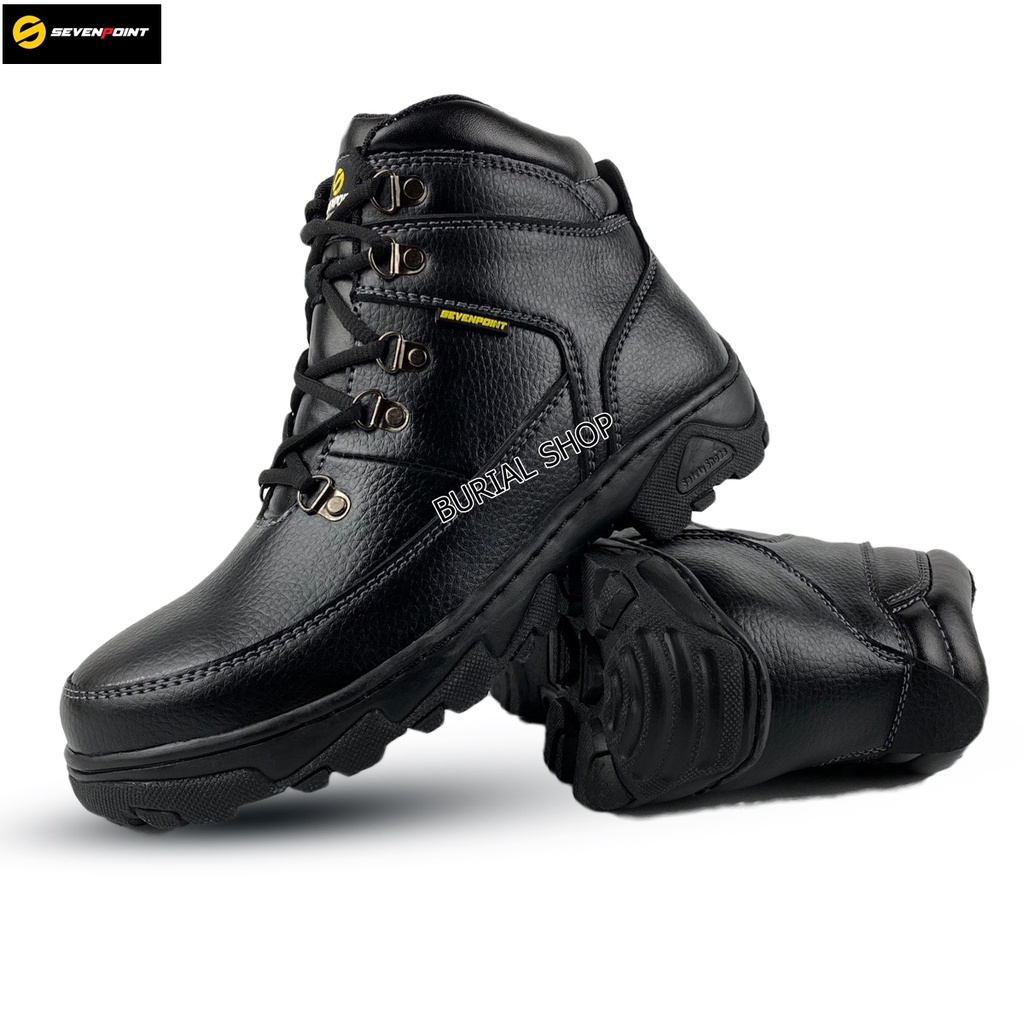 Sepatu Safety Boots Pria Wanita Original Sevenpoint Ujung Besi Proyek Touring Tracking Ujung Besi Kerja Proyek Lapangan Septy  Sefty Septi Shoes BS 06