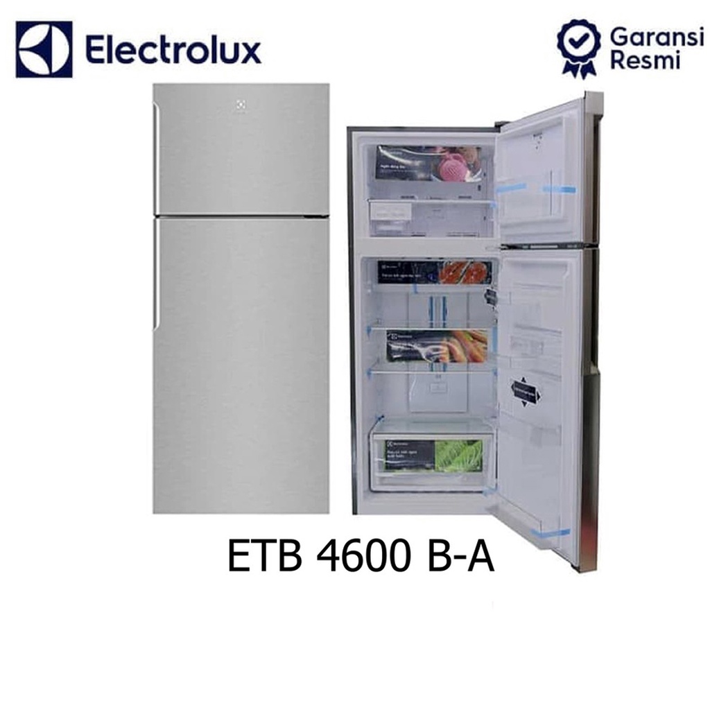 ELECTROLUX ETB 4600 B-A SILVER LEMARI ES KULKAS 2 PINTU INVERTER 431 LITER / ETB4600BA