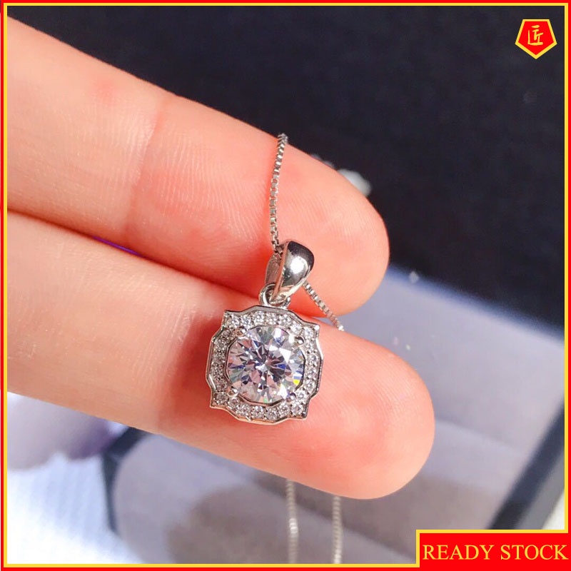 [Ready Stock]Rhinestone Carat Pendant Female Full Diamond Necklace