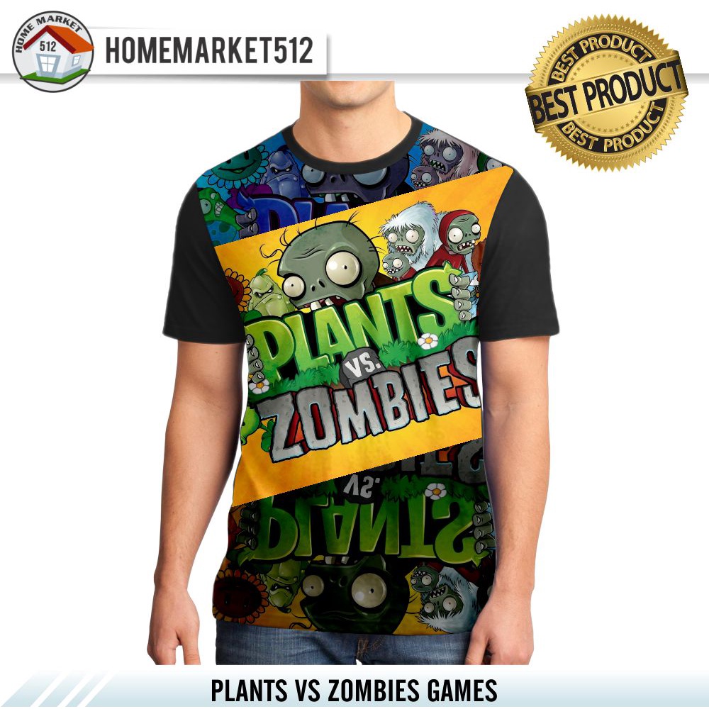 Kaos Pria Plants VS Zombies Games Kaos Pria Dewasa Big Size | HOMEMARKET512
