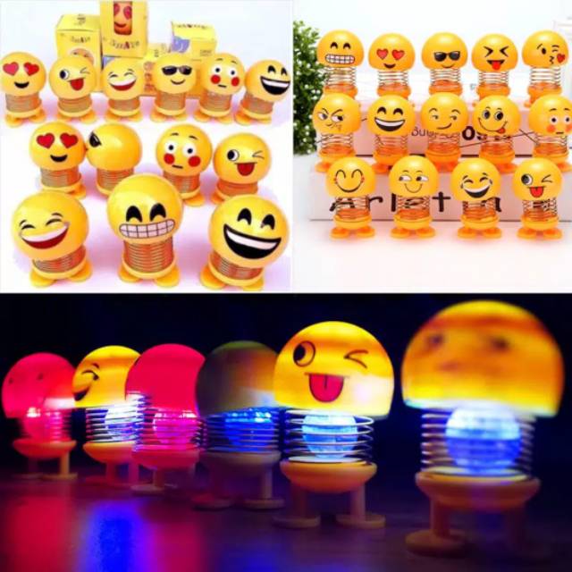 Boneka emoticon nyala lampu LED kedip kedip per buat di motor dan mobil