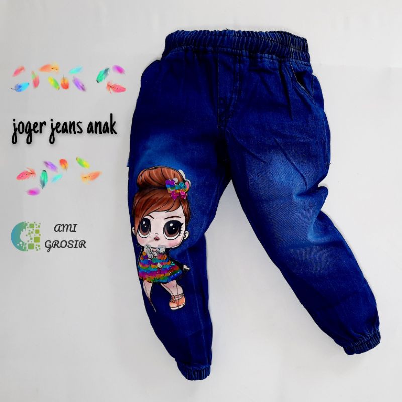 joger jeans  anak lol  led 1 12 tahun celana  joger anak 