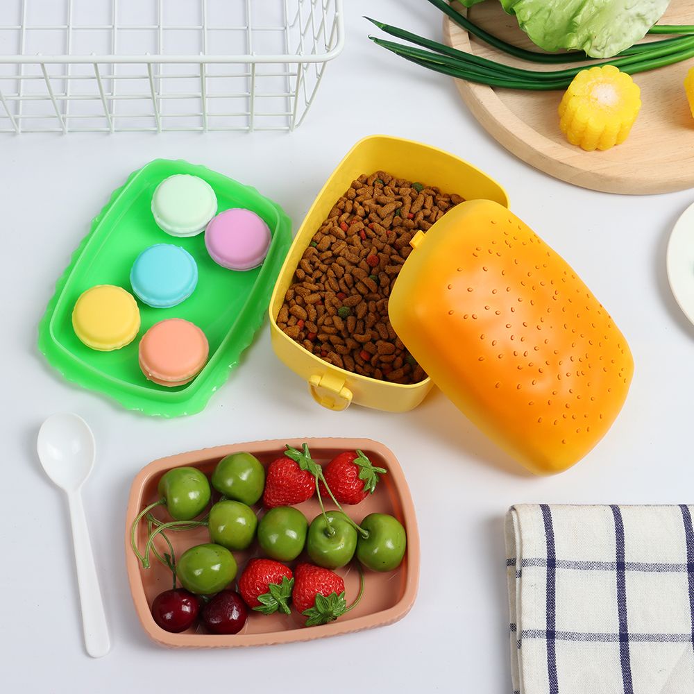 Chookey Set Kotak Makan Siang Bento / Hamburger / Burger / Garpu Dua Tingkat Untuk Anak Sekolah