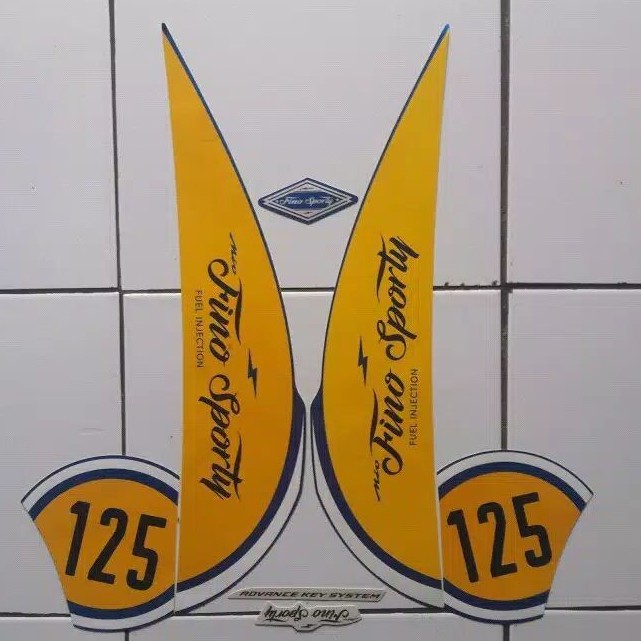 stripping sticker lis motor standar Honda Fino sporty 125 tahun 2018 warna biru_kuning ready stock