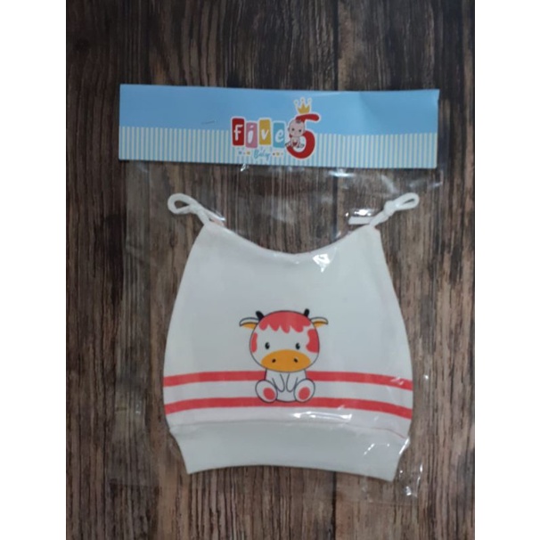 Topi bayi kain kaos katun motif little cow