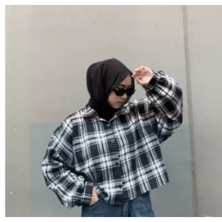 NESYA CROP TOP KEMEJA KOTAK / TARTAN / KEMEJA KOREAN STYLE