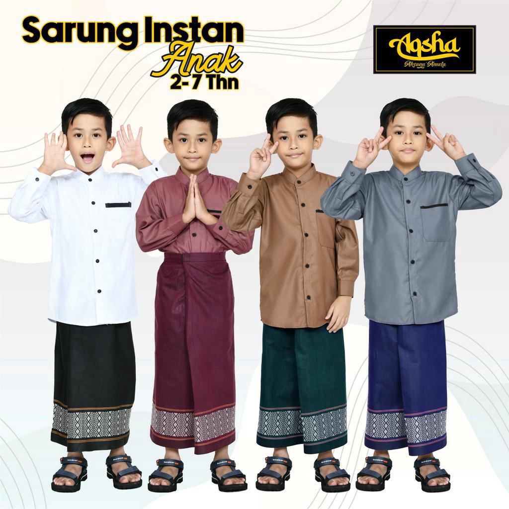 Sarung Anak Instan Praktis Motif Tenun Dobby Usia 2 Tahun - 7 Tahun