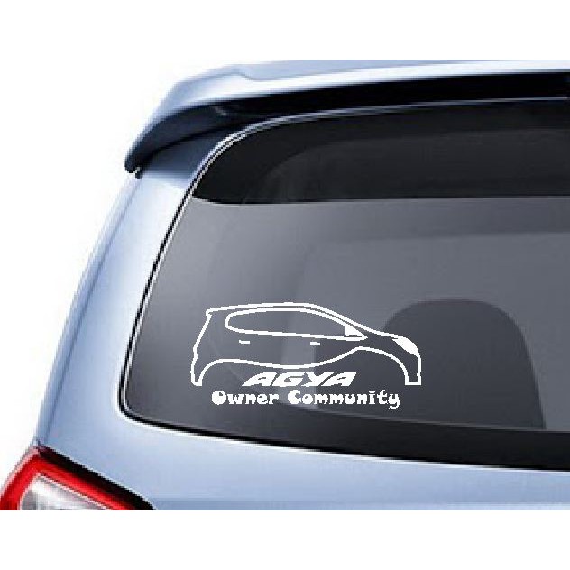 Stiker Agya Owner Community Mobil Toyota Body Kaca Belakang Sticker