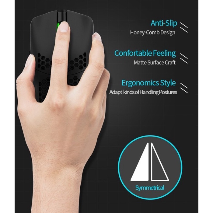 HXSJ T66 Light Weight Honeycomb Wireless Gaming Mouse - Chargeable