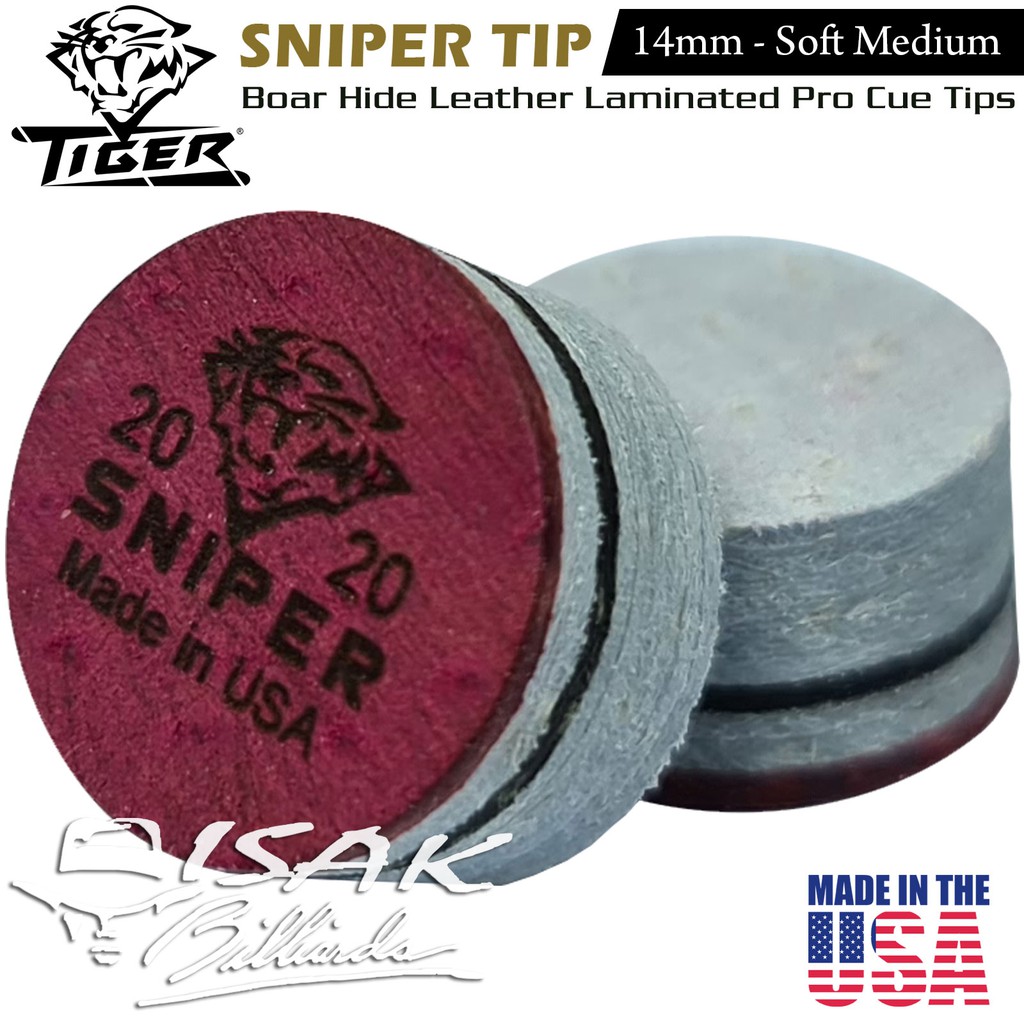 Jual Sniper Laminated Cue Tip by Tiger USA 14 mm Medium Billiard Pool Biliar Kepala Stick