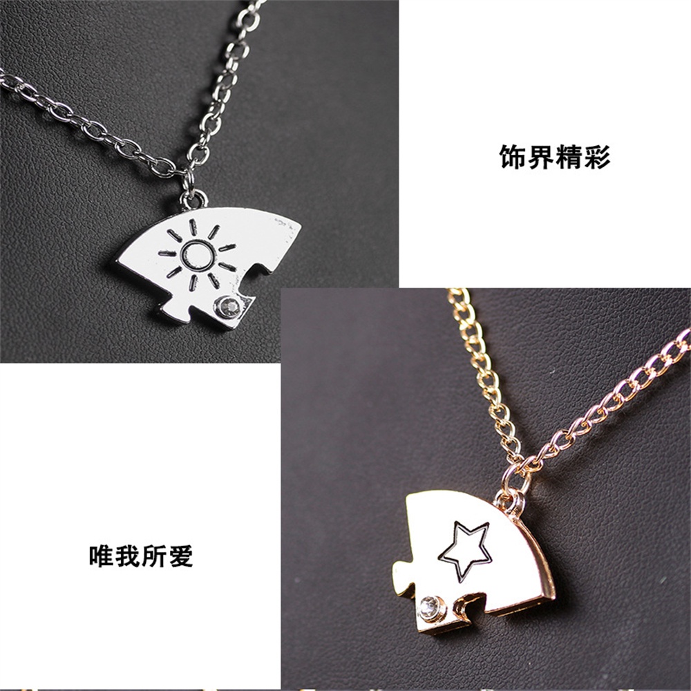 【COD Tangding】4pcs / Set Kalung Persahabatan Liontin Matahari Bulan Awan Bintang Aksen Berlian Imitasi