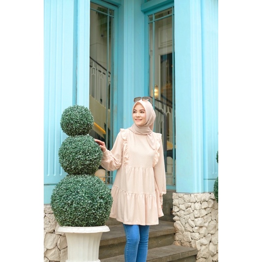 Ounadoutfit FLUPY BLOUSE wanita busui kekinian / atasan polos wanita / kemeja muslimah / blouse rampel pastel