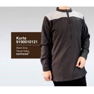 Samase | Kurta Black grey Flanel Polos