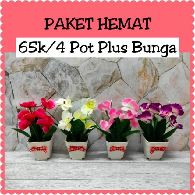  dapat 4 Bunga Hias Mini Anggrek  Vanda  Artificial 