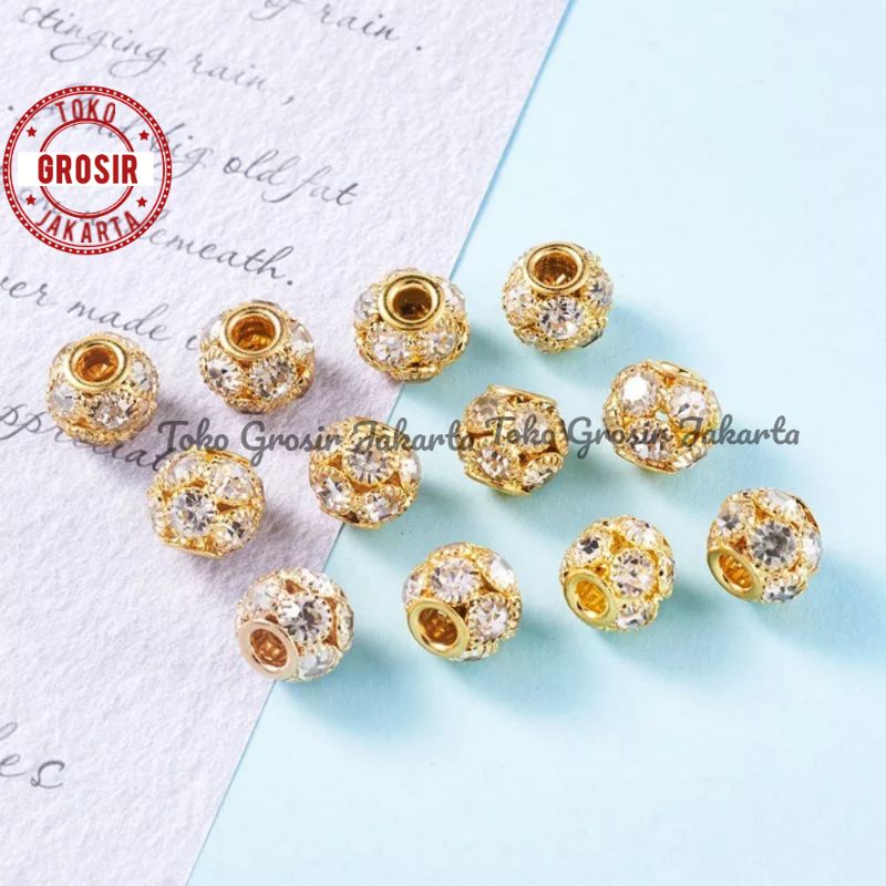 Charm Pembatas Gelang Emas Kristal Premium Quality 8 Mm 10 Mm