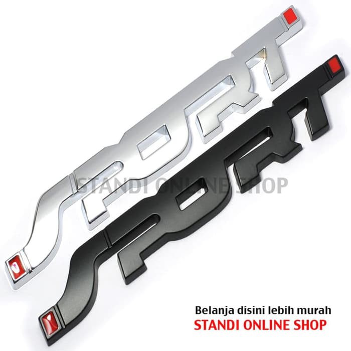 Emblem Mobil Belakang 3D Logo SPORT Sticker Aluminium Murah