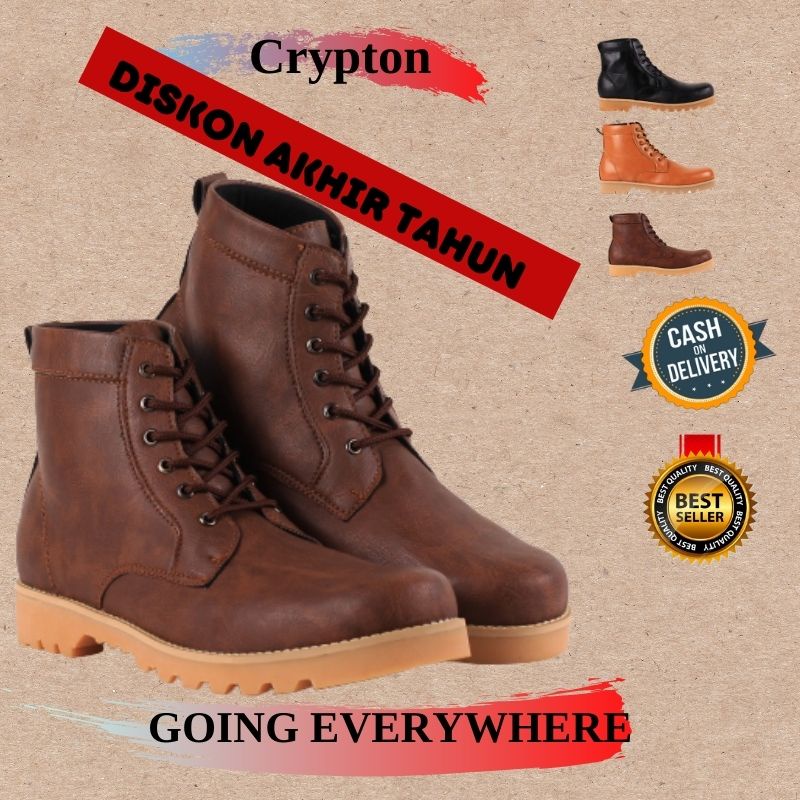 Sepatu boots pria casual kulit murah keren kekinian terbaru murah terbaik original terlaris touring 