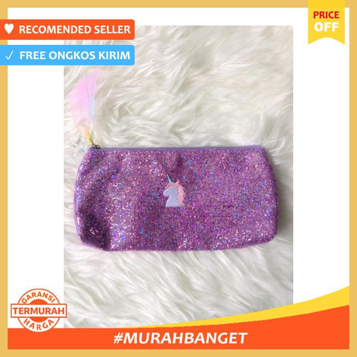 

Tempat Pensil - Case Glitter Boneka Unicorn Korea Unik Lucu Makeup Bag Silver Kerang - Alat Tulis