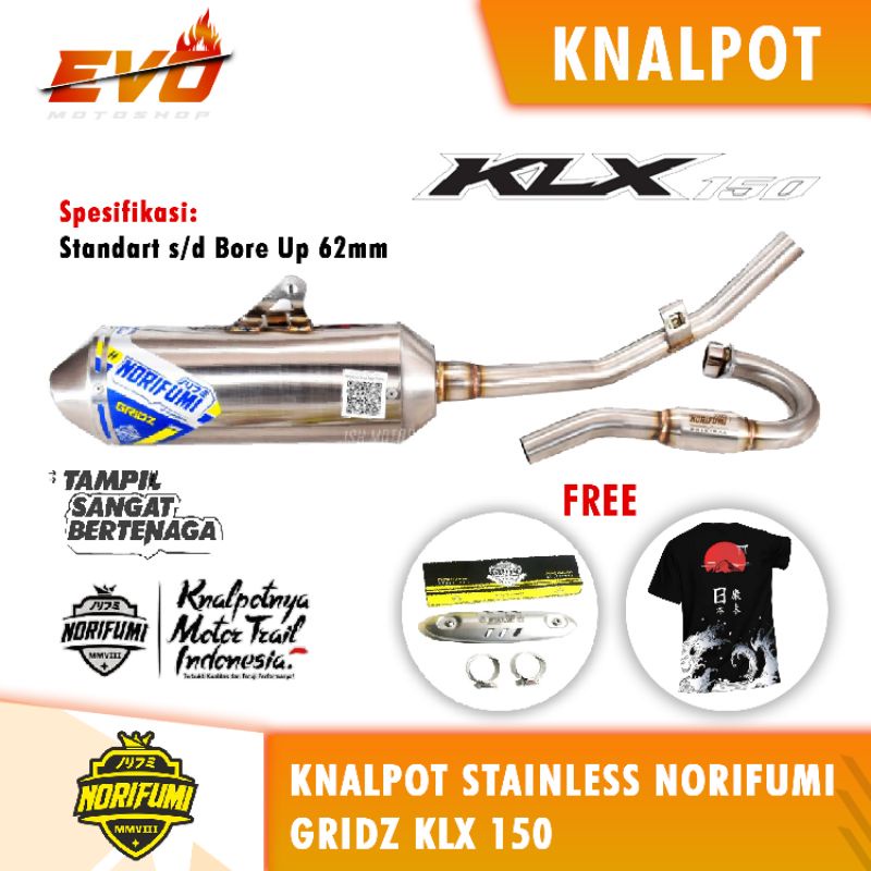 knalpot norifumi KLX 150 gridz stainlese
