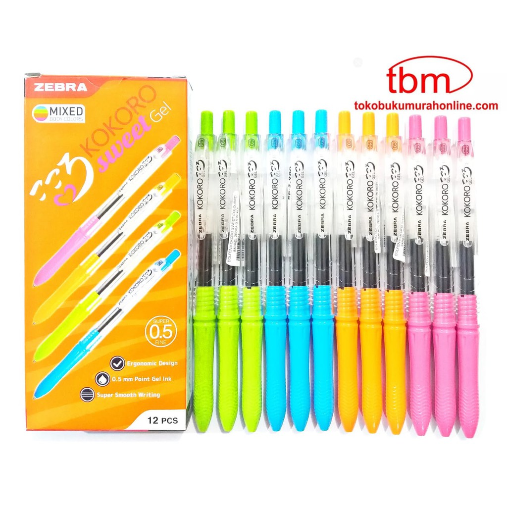 

BOLPEN KOKORO SWEET COLOUR BARREL ZEBRA 0.5 HITAM / PCS