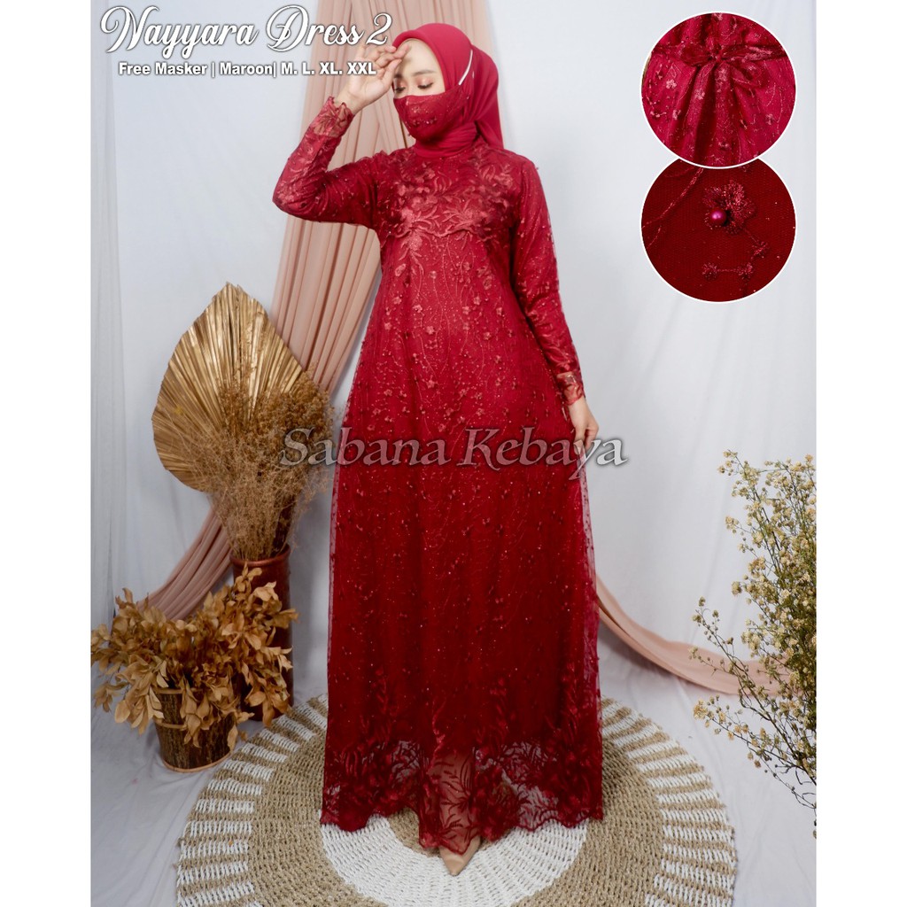 promo long gamis tulle mutiara chintya / long gamis busui / long gamis pesta