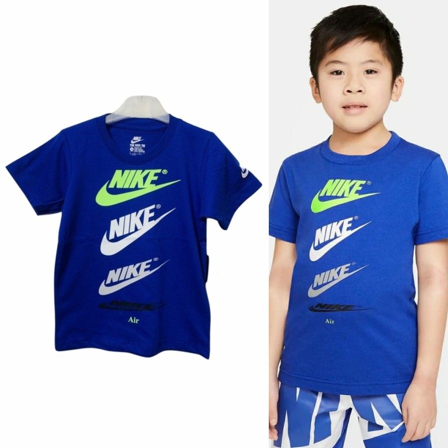 Kaos Katun Anak Laki Perempuan Unisex Nike Dark Blue Size 8y / Kado Baju Kaos Katun Adem Murah Bagus
