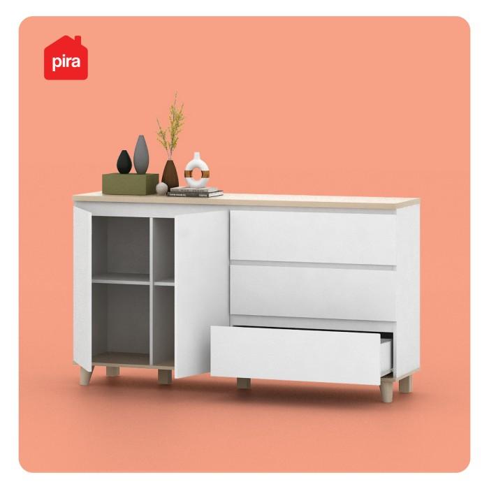 PIRA - OSLO SB160 Bufet Kayu gelap - Putih Brown Walnut - White Best Seller