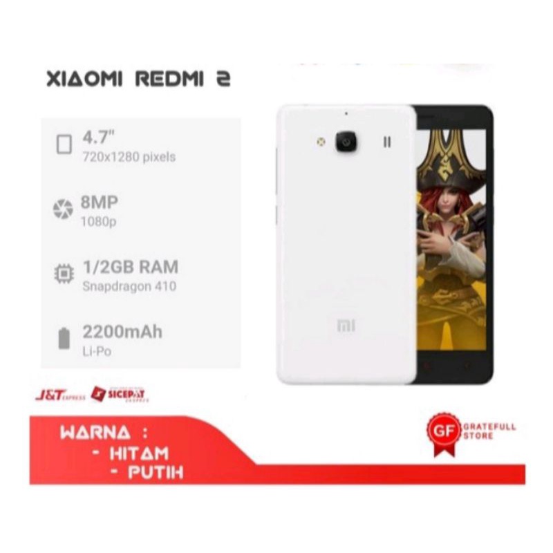 HP XIAOMI REDMI 2 RAM 1/8 4G GARANSI  1 TAHUN BARU