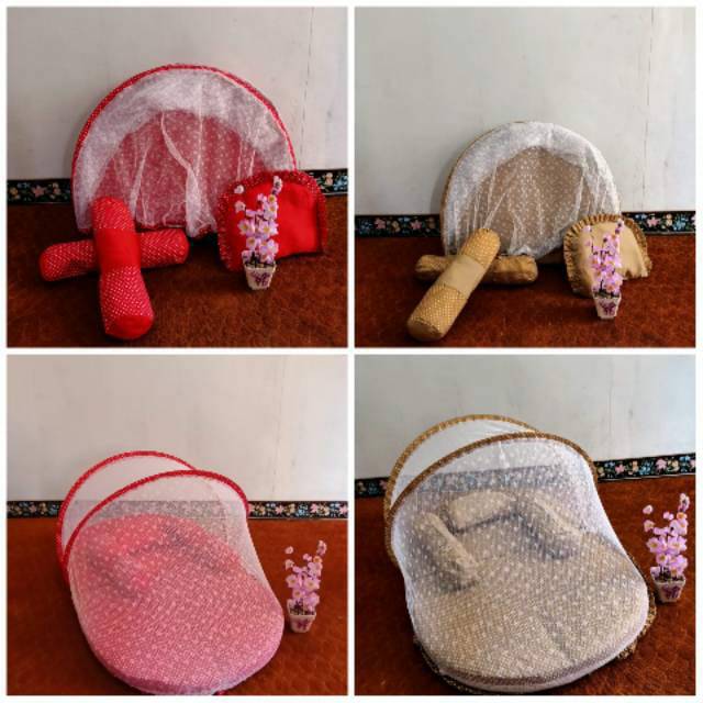 kasur bayi lipat dengan motip pulkadot kecil/paket kasur bayi murah