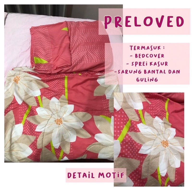 bedcover set sprei + bedcover 100x200 preloved / bekas