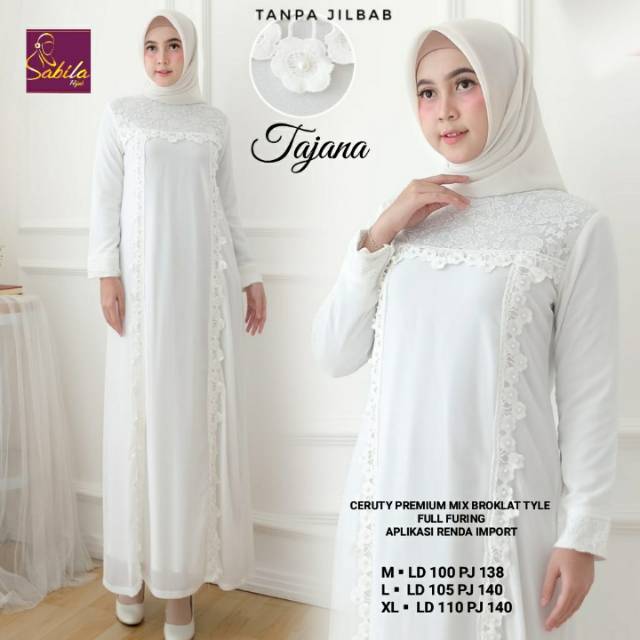 GAMIS PUTIH/WHITE DRESS/BAJU PUTIH/GAMIS LEBARAN/GAMIS HAJI/UMROH TAJANA