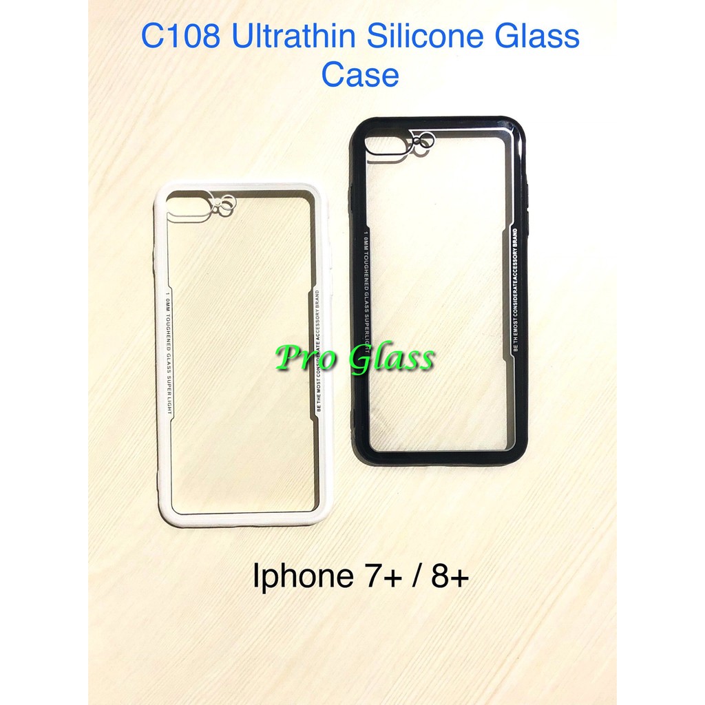 C108 Iphone 6+ / 7+ /8+ / X / XS Ultrathin Glass SIlicone Premium Case Softcase