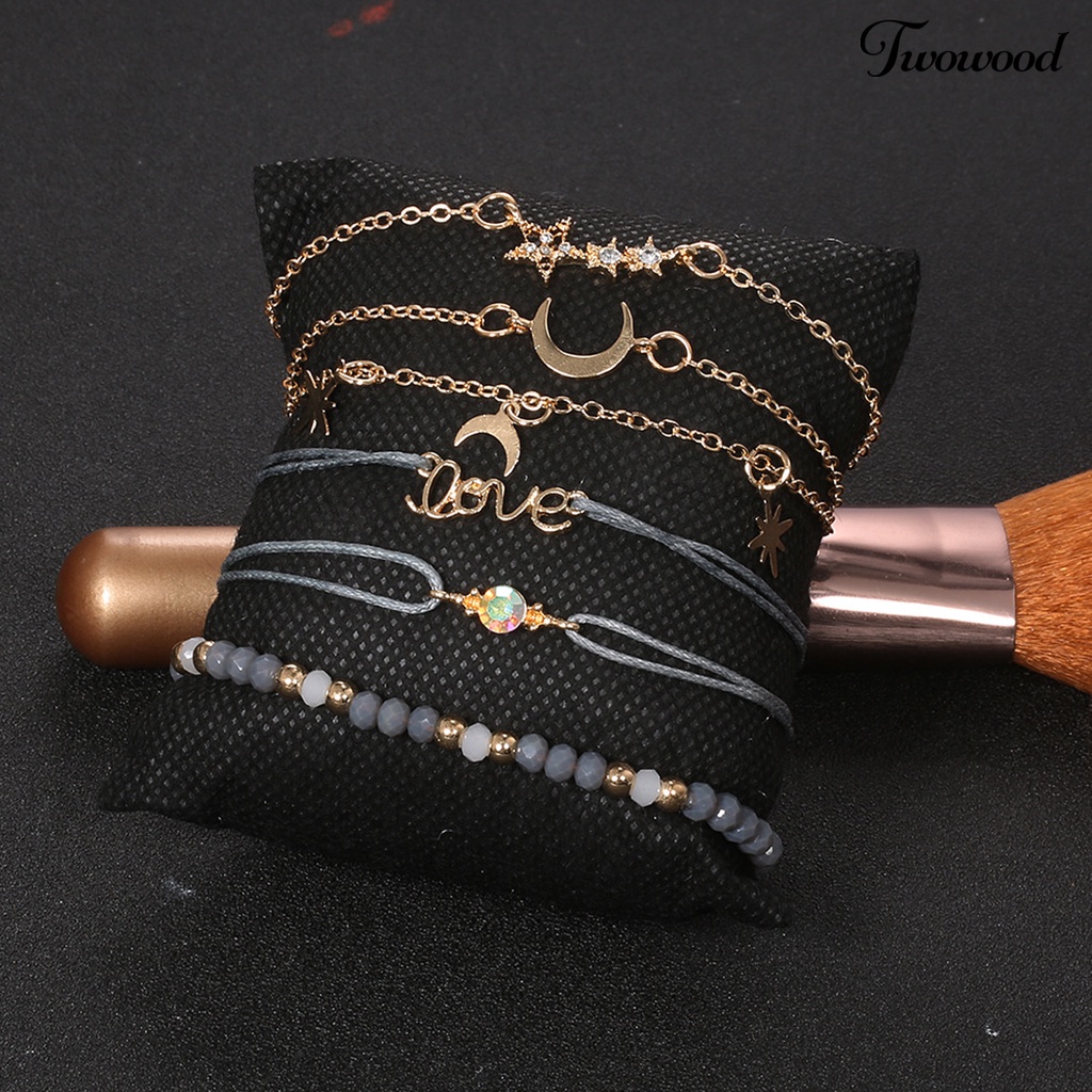 1 Set Gelang Bahan Alloy Tahan Korosi Untuk Wanita