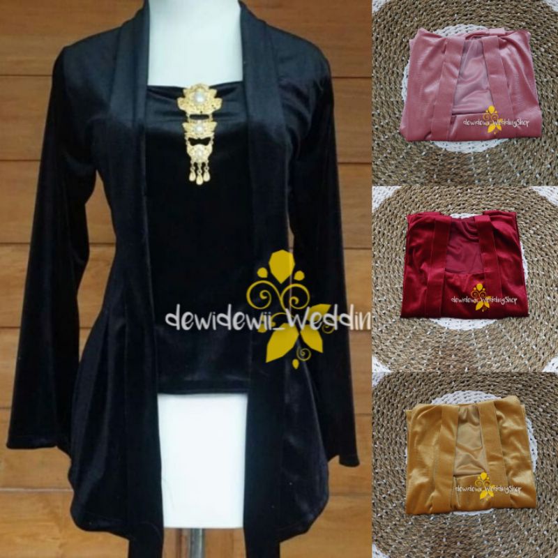 Kebaya Bludru Cantik, Model Kutubaru - Warna Lengkap