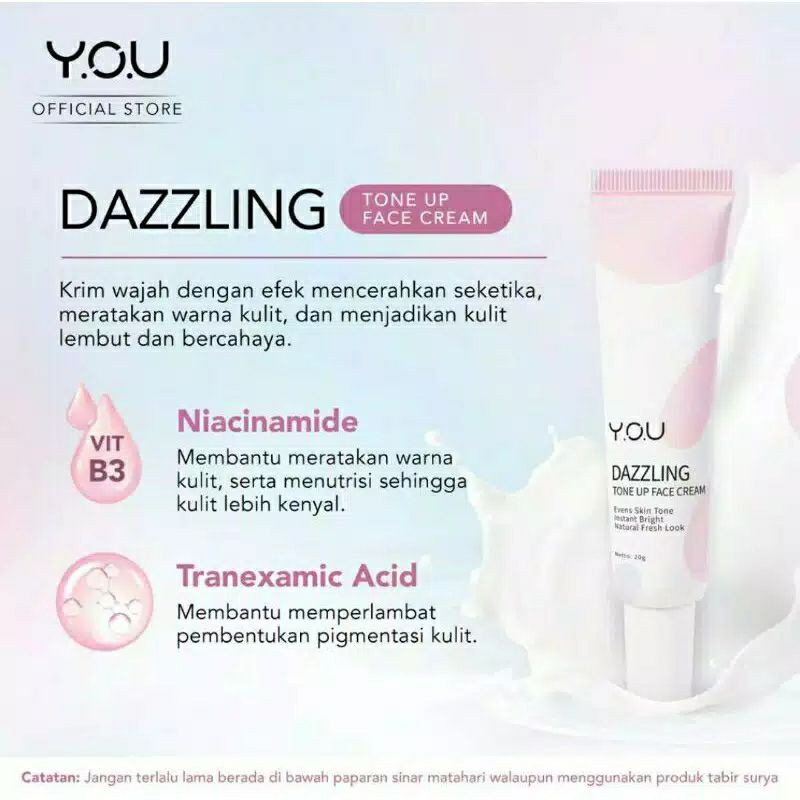 ☃️Cutezz_Ching1☃️YOU Dazzling Tone Up Face Cream 20g