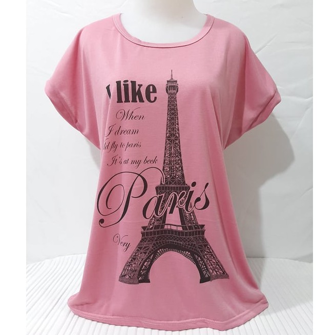 Kaos jumbo motif I LIKE PARIS murah meriah harga grosir