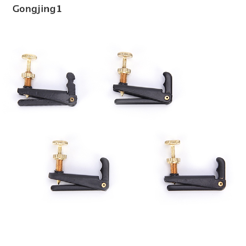 Gongjing1 4pcs Fine Tuner Adjuster Bahan Metal Warna Hitam Untuk Biola 4 / 4 3 / 4