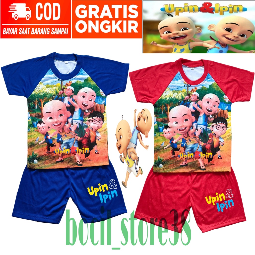 Setelan Baju Kaos Anak Laki Laki Gambar Upin Ipin Setelan Baju Kaos Celana Anak Cowok Motif Karakter
