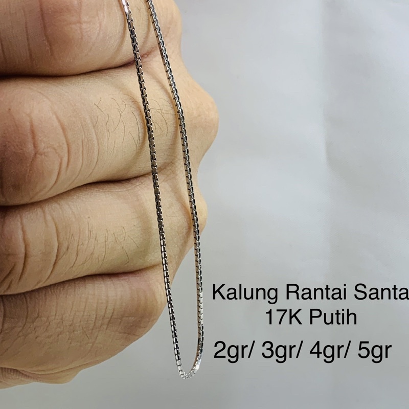Kalung Rantai Emas Asli Italy Santa Putih Kadar 750 17K 2 3 4 5 gr gram