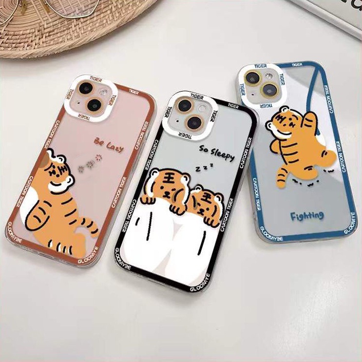 Soft Case Silikon TPU Transparan Motif Harimau Untuk IPhone 13 12 Mini 11 10 Pro XS Max X XR 8 7 6 6S Plus SE 2020