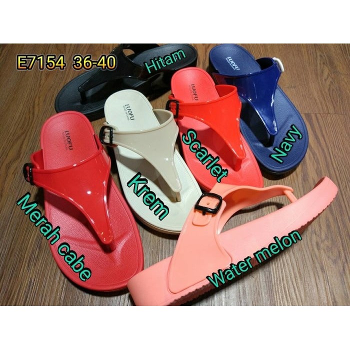 jelly sandal wanita jepit luofu sendal japit gesper karet import e7154