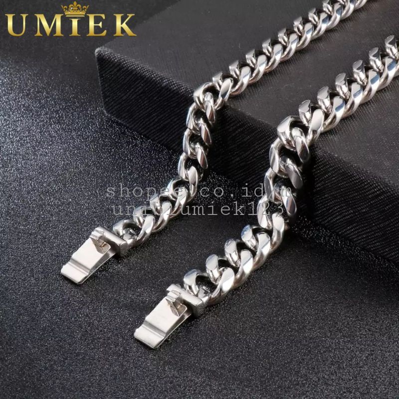 Gelang Pria Cowok Titanium Rantai Silver Putih Perak rante asli laki laki cowo panjang keren anti ka