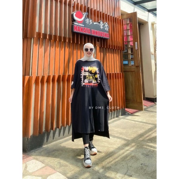 Midi Dress Long Tunik Original DM3 Cloth Bahan Cotton Combed 20s Tebal Terbaru 2022 Terlaris Abstrak