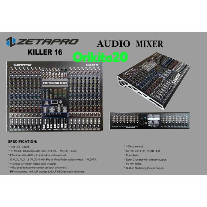 Mixer Zetapro Killer 16 Killer-16 Killer16 Mixer 16 Channel Original