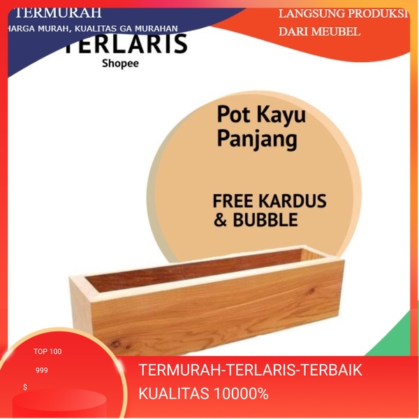 Pot Kayu Persegi panjang